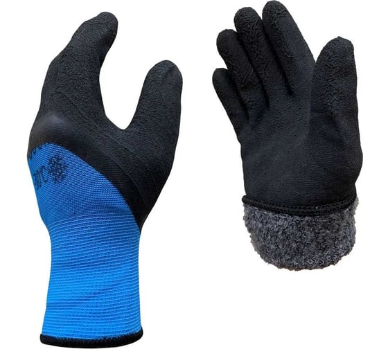 Изображение товара Утепленные перчатки Master-Pro ХАНТЫ (КОГАЛЫМ) 100 пар, махровые акриловые с рельефным латексным покрытием 3/4, 10 размер, 10120-AQL-B-10-100