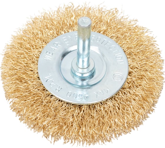 Изображение товара Щетка для дрели, 75 мм, плоская со шпилькой, латунированная витая проволока Gigant G-11043L