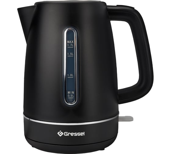 Изображение товара Электрический чайник Gressel 1.7 л, 2200 Вт, защита от перегрева, контроллер Strix, подсветка, сетчатый фильтр, черный GRK-1113