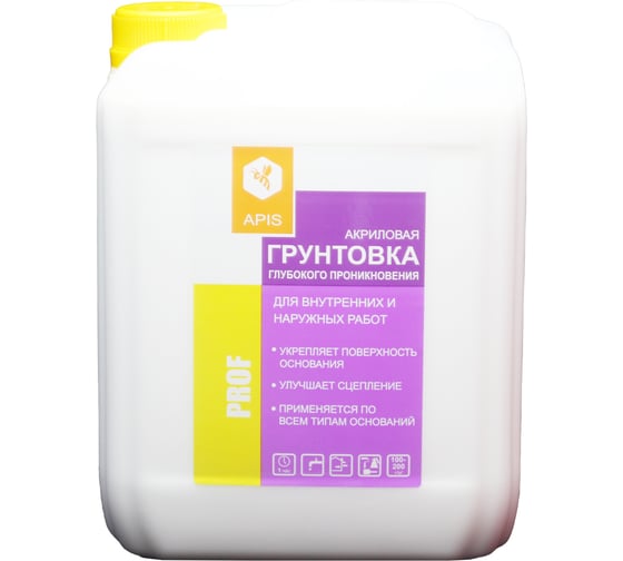 Изображение товара Грунтовка глубокого проникновения APIS Prof, белый, канистра 5 кг 4665296510082