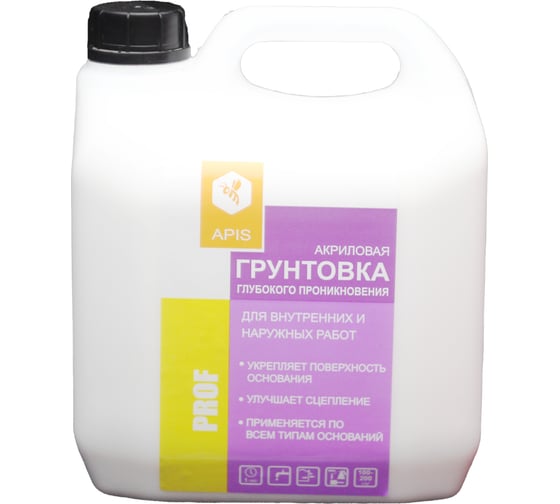 Изображение товара Грунтовка глубокого проникновения APIS Prof, белый, канистра 3 кг 4665296510075