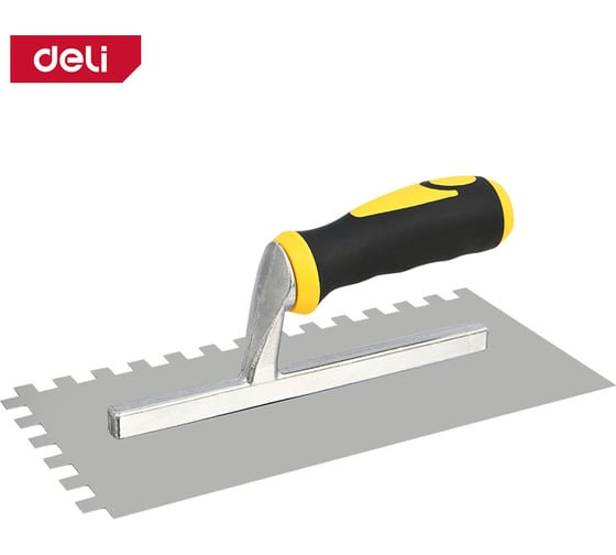 Изображение товара Кельма зубчатая прямоугольная DELI DL509321 280х130 мм, зуб 10х10, нержавеющая сталь 168455