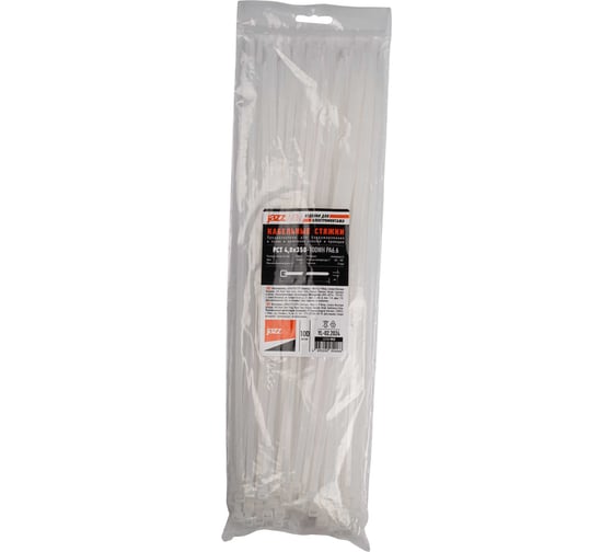 Изображение товара Кабельная стяжка Jazzway PCT 4,8x350-100WH PA6.6, уп. 100 шт. 5054066
