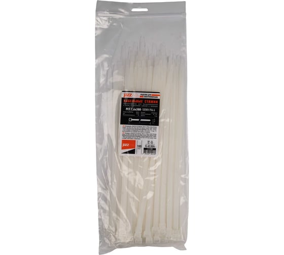 Изображение товара Кабельная стяжка Jazzway PCT 7,6x300-100WH PA6.6, уп. 100 шт. 5054189