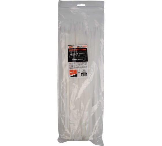 Изображение товара Кабельная стяжка Jazzway PCT 7,6x350-100WH PA6.6, уп. 100 шт. 5054219