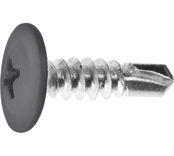 Изображение товара Саморез крашеный с пресс-шайбой Квадра со сверлом, 4.2x16, RAL 7024, кoр. 1000 шт. 702421611000