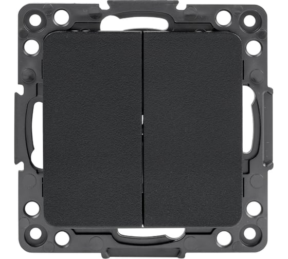 Изображение товара Механизм двухклавишного выключателя EKF Стокгольм, проходной, 10А, черный, PROxima EZV10-027-10