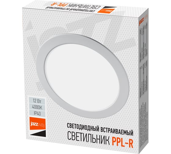 Изображение товара Светодиодный светильник Jazzway PPL-R WH 12Вт 4000К IP40 d170мм ДВО встраиваемый ультратонкий круглый 5008540A