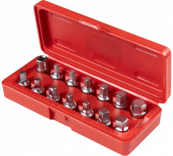 Изображение товара Набор насадок для пробок слива масла МАСТАК кейс, 14 предметов 103-48014C