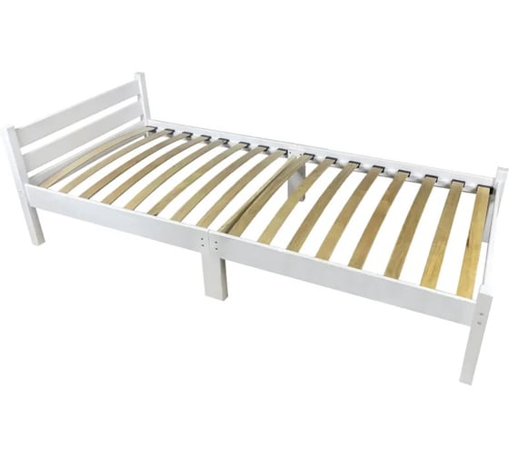 Изображение товара Односпальная кровать Solarius с ортопедическим основанием для взрослых из сосны 80x190 см, белая ortokompakt80bel-190