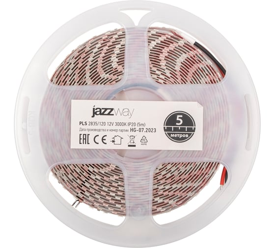 Изображение товара Светодиодная лента Jazzway PLS 2835/120-12V 12Вт/м 3000К теплый белый IP20 (упаковка 5м) 2859075