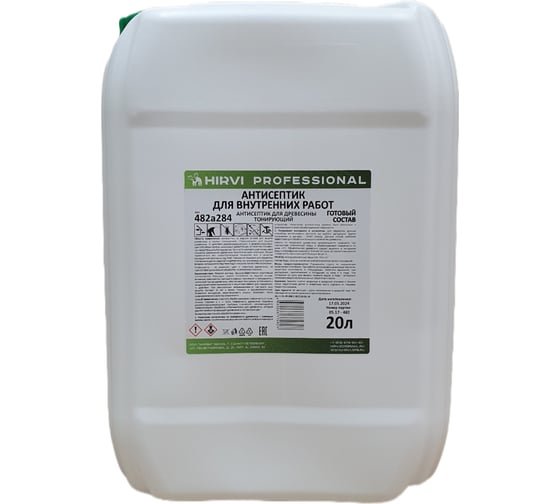 Изображение товара Антисептик для древесины HIRVI тонирующий, для внутренних работ 20 л, готовый состав 482а284