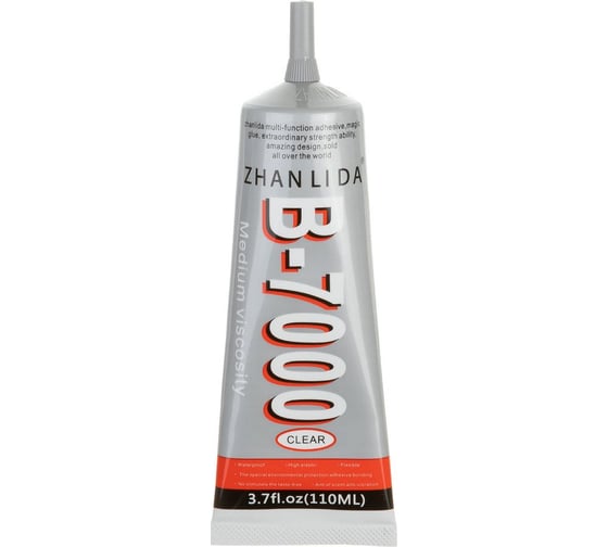 Изображение товара Клей универсальный герметик ZHANLIDA B-7000 прозрачный, для ремонта телефона, смартфона, прозрачный, соединения металла, стекла, пластика, дерева. 110 мл 0L-00028709