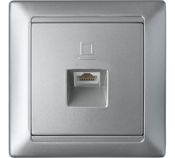 Изображение товара Розетка Bylectrica компьютерная, серия СТИЛЬ, серебро, РК18-006 серебро