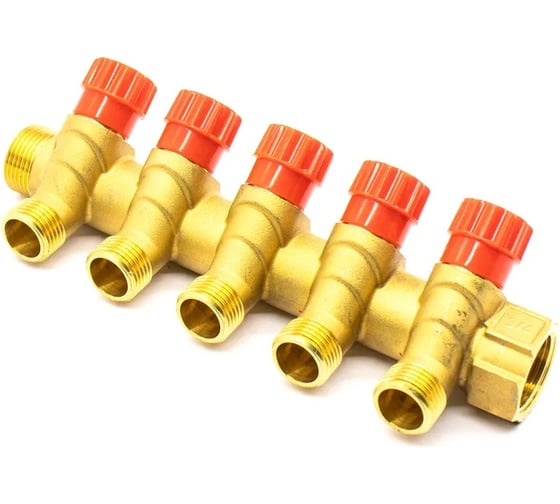 Изображение товара Коллектор с регулирующими вентилями Damento Clima под 45, 3/4"x1/2", на 5 выходов 016249