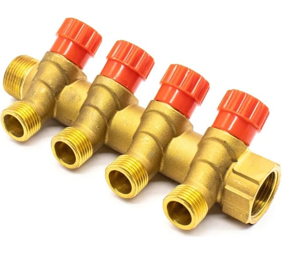 Изображение товара Коллектор с регулирующими вентилями Damento Clima под 45, 3/4"x1/2", на 4 выхода 016248