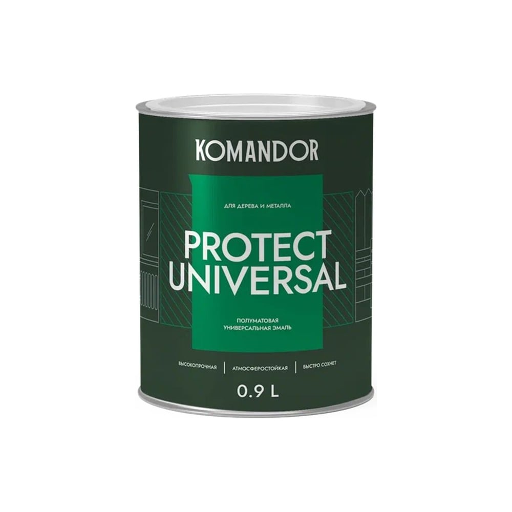 Изображение товара Эмаль KOMANDOR PROTECT UNIVERSAL универсальная база C 0,9 л для внутренних и наружных работ