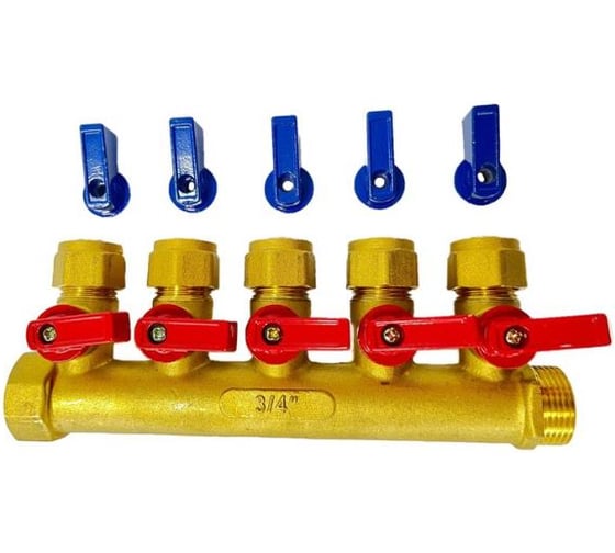 Изображение товара Коллектор Damento Clima c кранами 3/4*16 цанга, на 5 выходов 016235