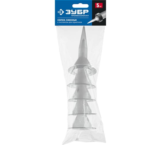 Изображение товара Запасные сопла для закрытых пистолетов для герметика ЗУБР Профессионал 310 мл 5 шт 06633-S