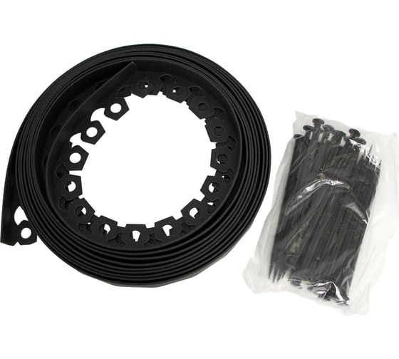 Изображение товара Гибкий бордюр Протэкт 10 м х 38 мм, с колышками 30 шт., чёрный ПБГ-38/10