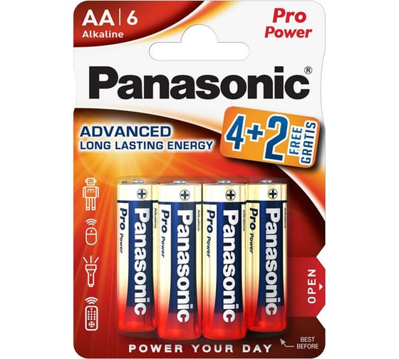 Изображение товара Элементы питания Panasonic LR6 PRO POWER BL6 4+2 7620
