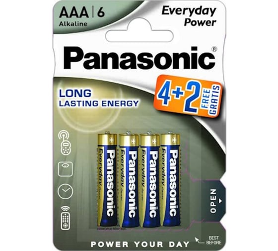 Изображение товара Элементы питания Panasonic LR03 Everyday Power BL6 4+2 7624