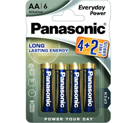 Изображение товара Элементы питания Panasonic LR6 Everyday Power BL6 4+2 7625
