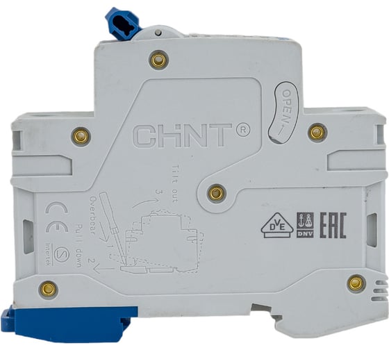 Изображение товара Автоматический выключатель CHINT NB1-63, 1P, 63A, 6кА, характеристика C 179626