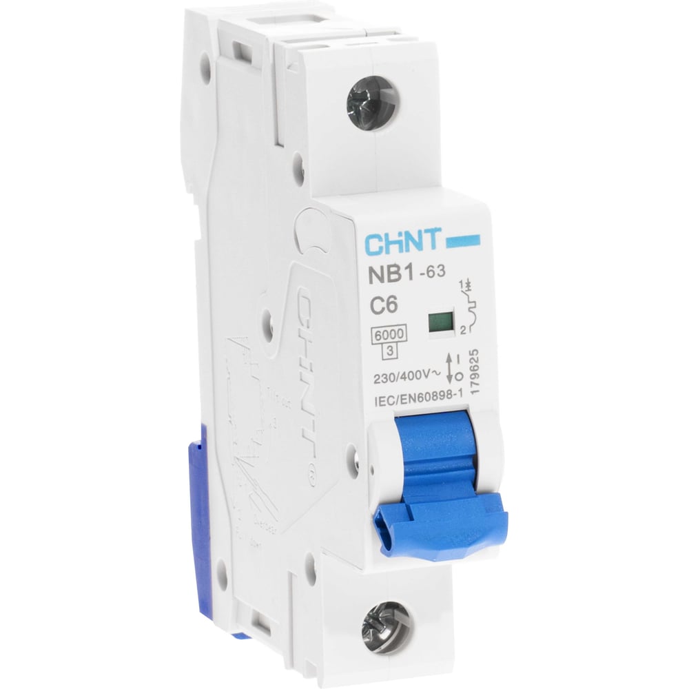Изображение товара Автоматический выключатель CHINT NB1-63 1P 6А 6кА характеристики C для защиты электросетей