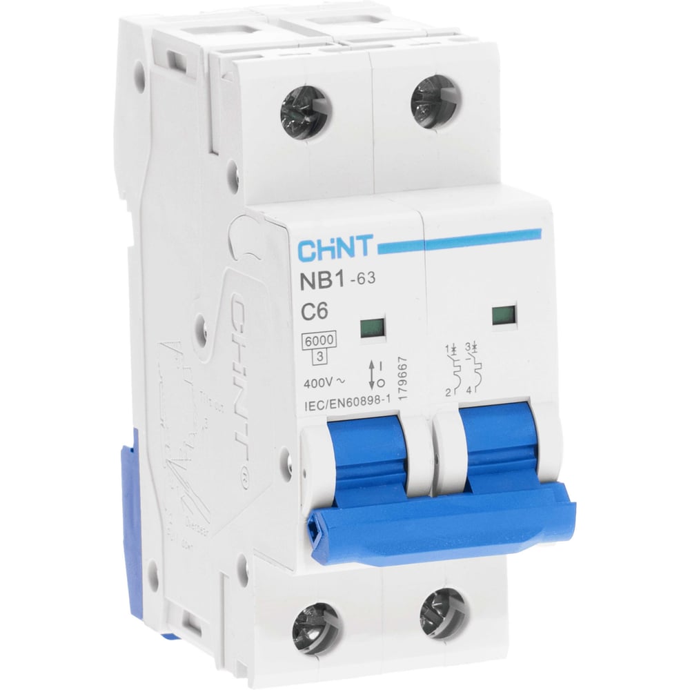 Изображение товара Автоматический выключатель CHINT NB1-63, 2P, 6A, 6кА