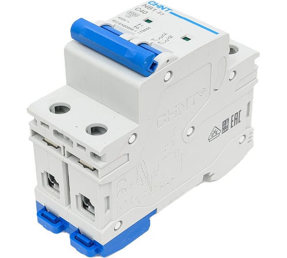 Изображение товара Автоматический выключатель CHINT NB1-63, 2P, 40A, 6кА, характеристика C 179665