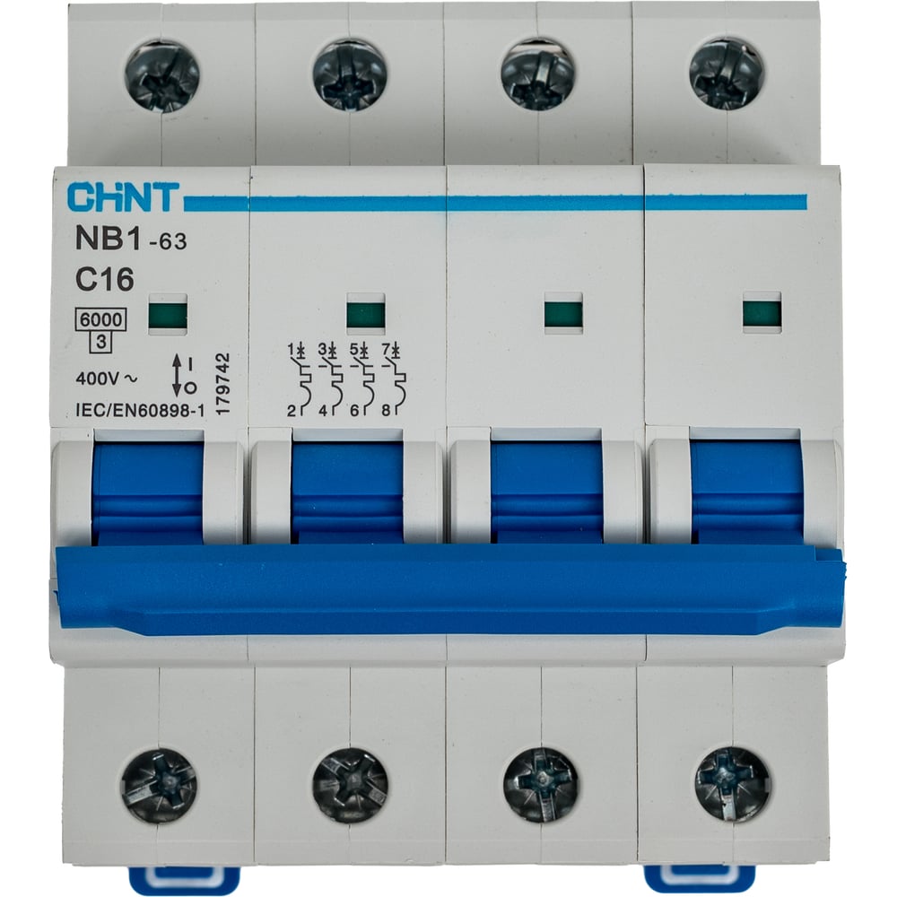 Изображение товара Автоматический выключатель CHINT NB1-63 4P 16A IP20