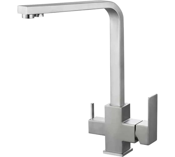 Изображение товара Смеситель для кухни PLATAN 75803-02 Stockholm с каналом для фильтрованной воды, нерж.сталь, высокий излив, картридж 35мм УТ-00052185