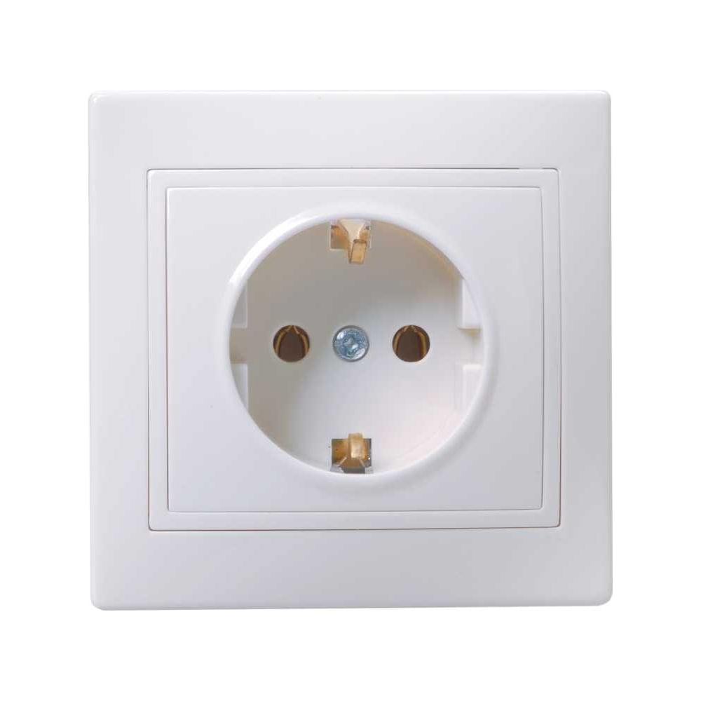 Изображение товара Розетка 1-местная IEK РС10-3-КБ с заземляющим контактом 16А белая встраиваемая