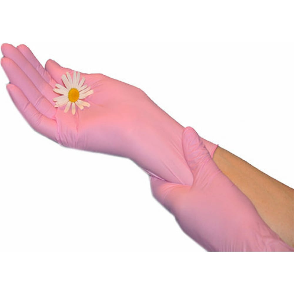 Нитриловые перчатки EcoLat, цвет розовый, размер L