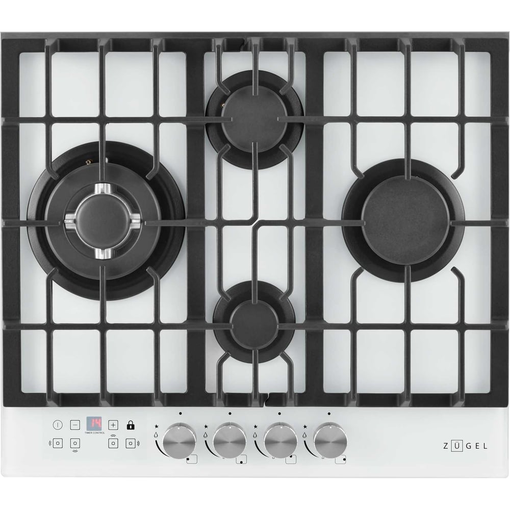 Изображение товара Газовая варочная панель ZUGEL ZGH600W белая 4 конфорки современный дизайн