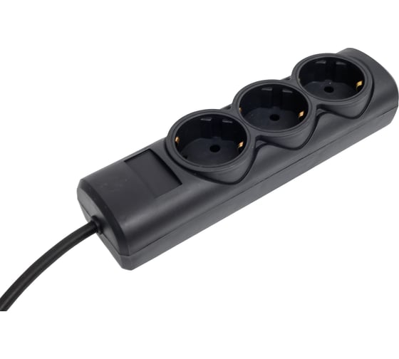 Изображение товара Удлинитель сетевой PROGIX 3 розетки, 2 метра, с заземлением, чёрный, 3x0.75 US3GXB2