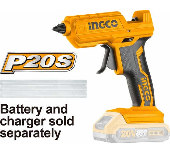 Изображение товара Аккумуляторный клеевой пистолет INGCO 20В Li-Ion CGGLI2001