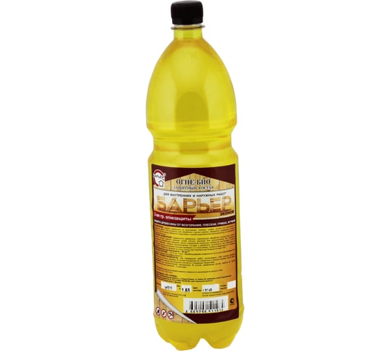 Изображение товара Огнебиозащитный состав для древесины Барьер -ЭКОНОМ сосна желтый, бутылка ПЭТ 1.65 кг 4665296511034