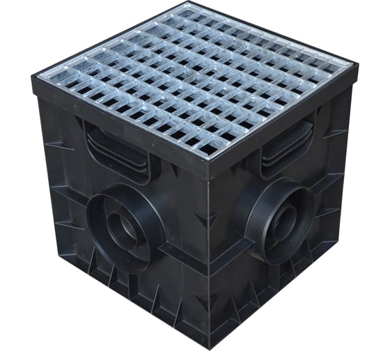 Изображение товара Комплект дождеприемник AQUADRENAG 300x300 с ячеистой оцинкованной решеткой, корзинкой и перегородкой - сифоном I303051