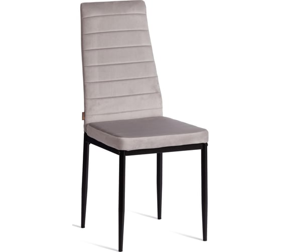 Изображение товара Комплект стульев TetChair Easy (mod. JSC02-1) 2 шт., металл, флок, 41x52x96 см, Light grey (светло-серый) HLR14 / черный 24607