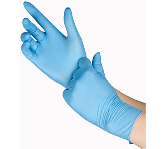 Изображение товара Нитриловые перчатки EcoLat голубые, 10 шт./уп., размер M 73035/M