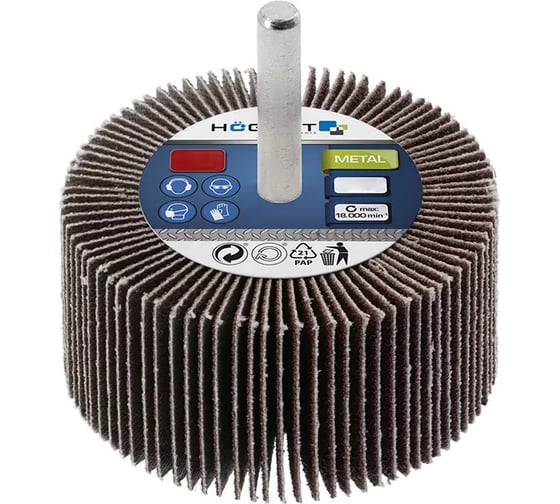 Изображение товара Круг шлифовальный лепестковый радиальный (80x40 мм; хвостовик 6 мм; P80) Hogert Technik HT8D022