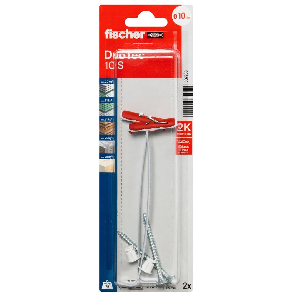 Изображение товара Дюбель FischerDUOTEC с шурупом 2 шт для листовых материалов