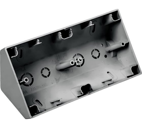 Изображение товара Угловая коробка Bylectrica 2-местная, для установки выключателей и розеток, серия СТИЛЬ, серебро, КУ-442 серый