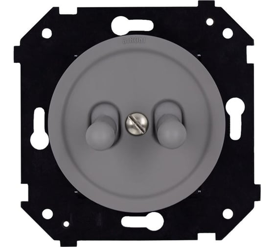 Изображение товара Выключатель 2-клавишный Bironi проходной скрытый монтаж, пластик, цвет титан матовый, тумблерный B3-232-26M