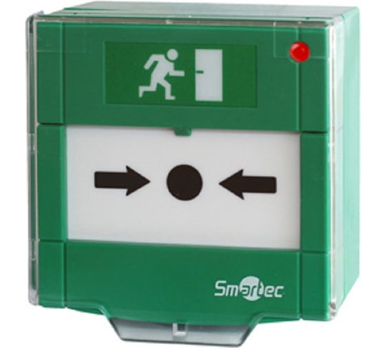 Изображение товара Устройство разблокировки двери Smartec ST-ER115SL-GN с восстанавливаемой вставкой, защитная прозрачная крышка, 1 группа контактов НР/НЗ, СИД индикация smkd0281