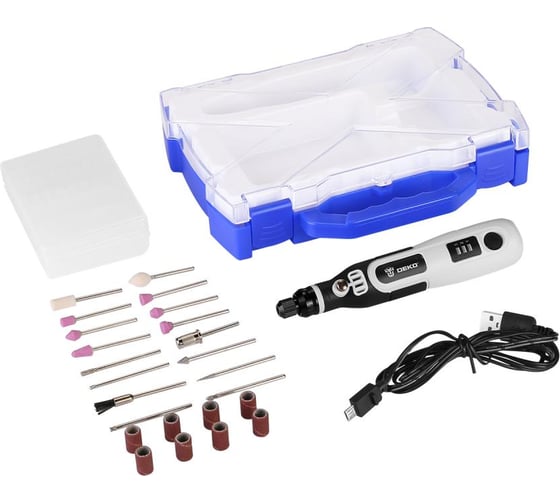 Изображение товара Аккумуляторный гравер DEKO DKRT3.6-Li SET 3.6 В, в кейсе 063-1400