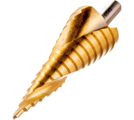 Изображение товара Сверло ступенчатое по металлу SPIRAL HSS-TiN 4-32х2/102 мм D.BOR SDSP-TIN-04-32-10