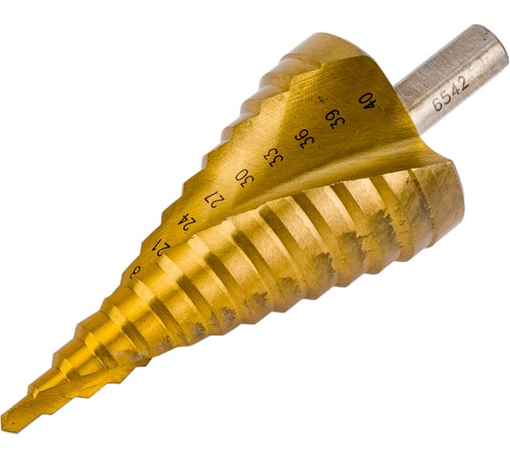 Изображение товара Сверло ступенчатое по металлу SPIRAL HSS-TiN 4-40х3/103 мм D.BOR SDSP-TIN-04-40-10